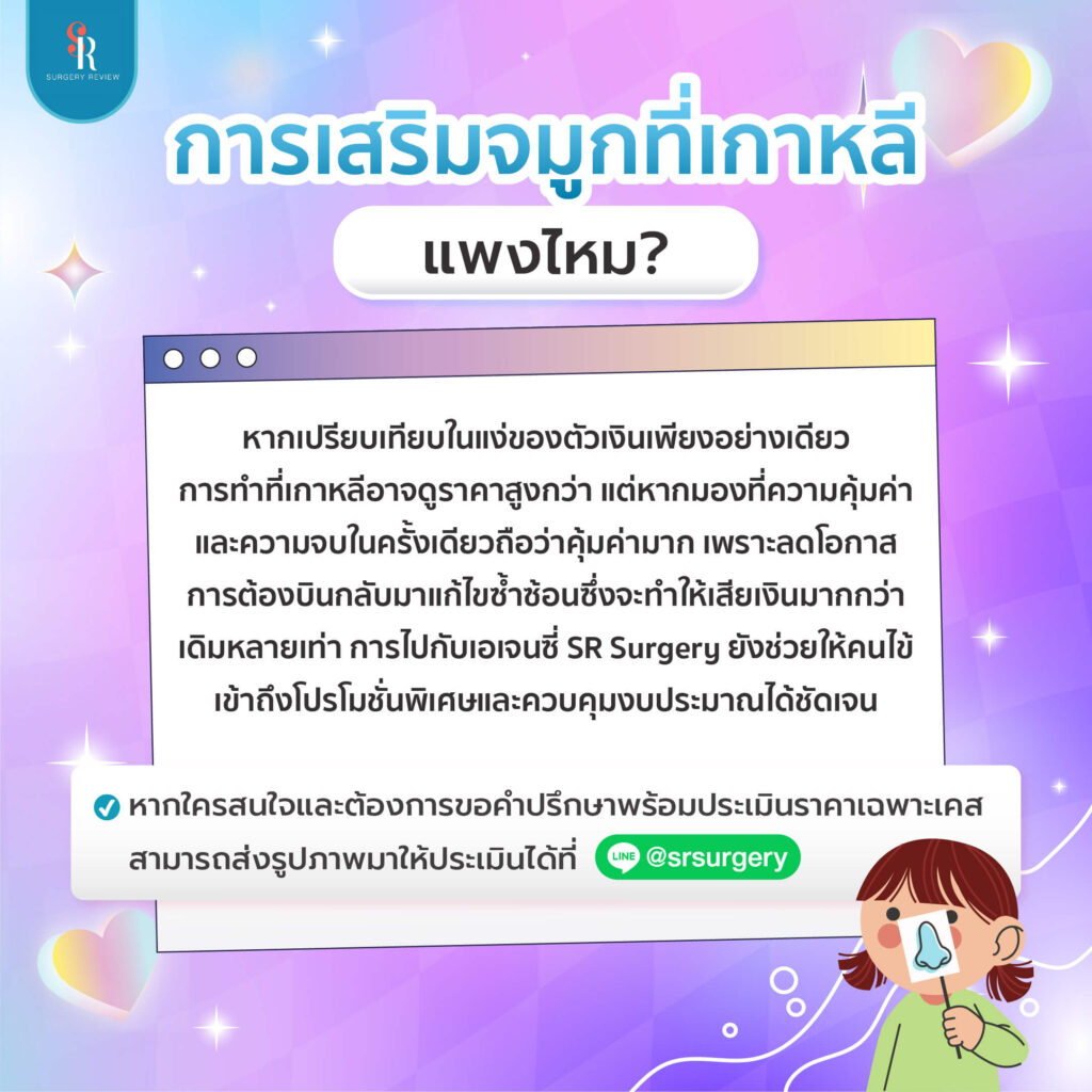 เสริมจมูกที่เกาหลีแพงไหม